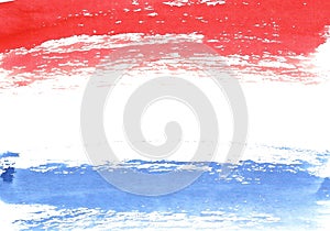 Watercolor french flag, abstract banner of France