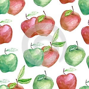 Watercolor fruit pattern apple, summer print for the textile fabric, wallpaper, poster, template