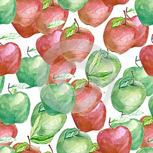 Watercolor fruit pattern tutti fruity apple, summer print for the textile fabric, wallpaper
