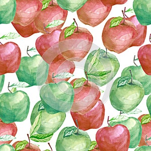 Watercolor fruit pattern tutti fruity apple, summer print for the textile fabric, wallpaper photo