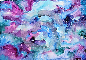 Watercolor galaxy illustration.