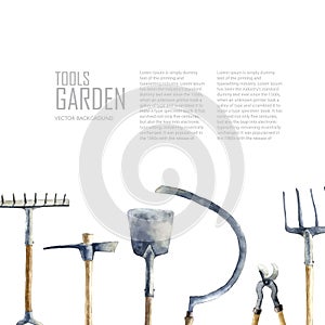 Watercolor garden tools set.