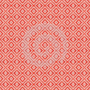 Watercolor geometric rhombus squares seamless pattern. Red stripes on white background