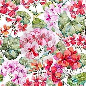 Watercolor geranium pattern photo
