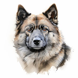 Watercolor German Shepherd Dog Portrait: Zbrush Style Painted Illustration
