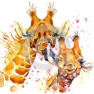 Watercolor Giraffe illustration. Cute giraffe.