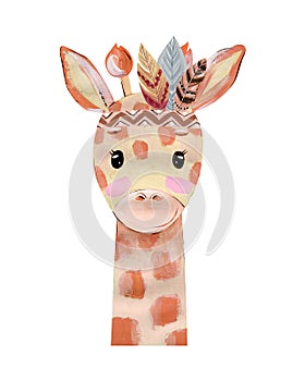 Watercolor giraffe portrait.