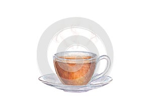 Watercolor glass cup of tea