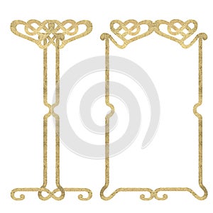 Watercolor gold vintage fantasy frame repeating antique or art deco border for template invitation cards