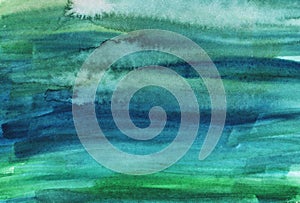 Watercolor green and blue bright abstract background