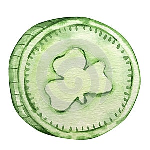 Watercolor green candy coin wrapped
