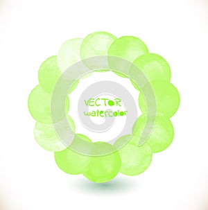 Watercolor green painted vector circle frame banner