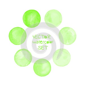 Watercolor green painted vector circle frame banner