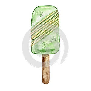 Watercolor green popsicle covered