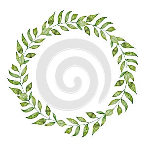 watercolor greenary leafs circle wreath