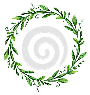 Watercolor greenary wreath photo