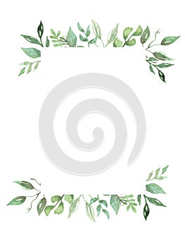 Acquerello verde foglie mano dipinto telaio nozze foglie ghirlanda 
