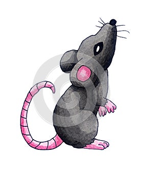 Watercolor Grey Mouse