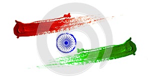 Watercolor Grunge brush stroke illustration Flag for Indian 15th of August, India Independence Day Celebration