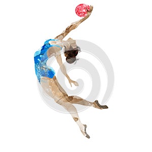 Watercolor gymnast with a ball