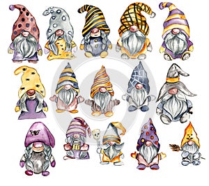 Watercolor halloween gnomes