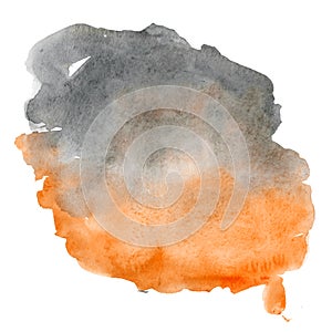 Watercolor hand draw abstract Halloween splash on white background.Color texture background for invintation, card, template