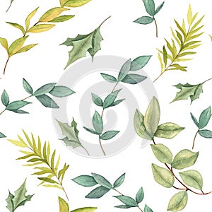 Watercolor Hand Drawn Christmas Seamless Pattern for card making, paper, textile, printing, packaging
