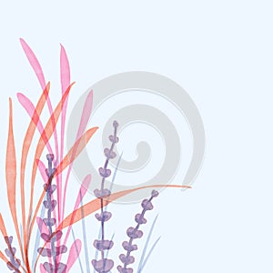 Watercolor hand drawn colorful plants. Abstract background. Natural wallpaper