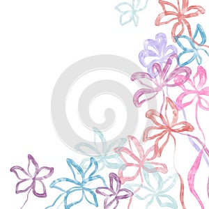Watercolor hand drawn colorful plants. Abstract background. Natural wallpaper