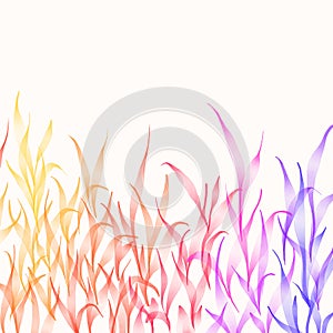 Watercolor hand drawn colorful plants. Abstract background. Natural wallpaper