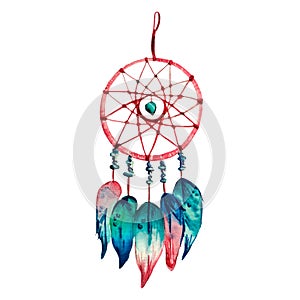 Watercolor hand drawn dream catcher