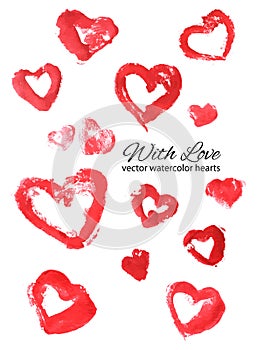 Watercolor hand-drawn hearts collection