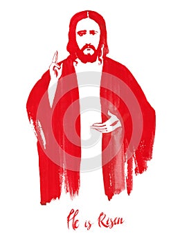 Watercolor hand drawn illustration of Jesus Christ blessing.