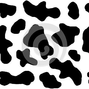 Watercolor hand drawn seamless cow print fabric pattern, black white monochrome colors. Cowboy cow girl western
