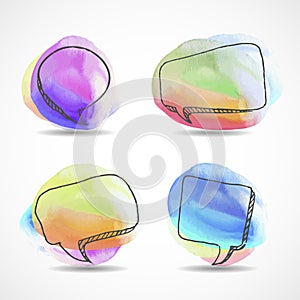 Watercolor hand drawn speech bubbles vector