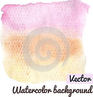 Watercolor hand drawn yellow, pink and orange spot. Vector illustration