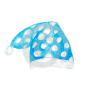 Watercolor hand painted blue spotted hat cap for sleep isolated on white background