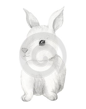 Watercolor hand painted cute baby bunny animal clipart