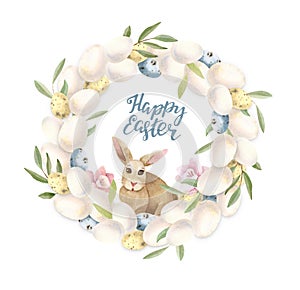 Watercolor hand painted Easter egg wreath