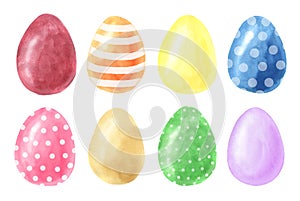 Watercolor hand painted easter eggs set