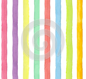 Watercolor hand-painted rainbow stripes seamless pattern