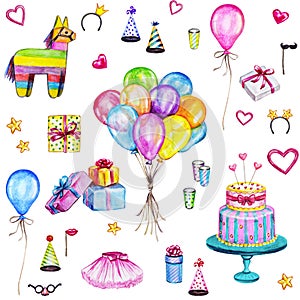 Watercolor Happy Birthday seamless pattern.