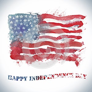 Watercolor Happy Independence Day greeting card.