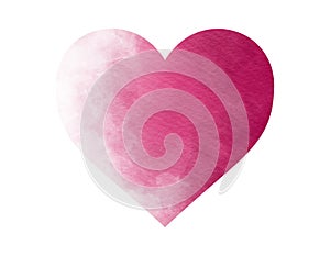 Watercolor heart in gradation of dark pink