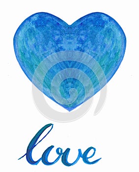 Watercolor heart with handlettering photo