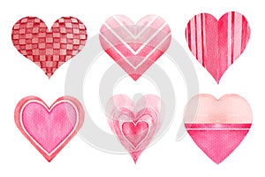 Watercolor heart symbol collection 3 of 10 . Isolated white background . Illustration