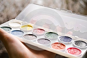 Watercolor honey 12 colors. Bright colors. Color palette. Bright colors on the palette. Color harmony. We draw together. Paint