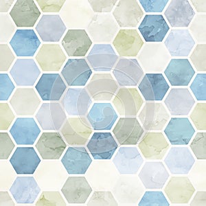 Watercolor Honeycomb seamless pattern.Vector