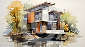 Watercolor House: Modular Constructivism With Earthy Color Palettes
