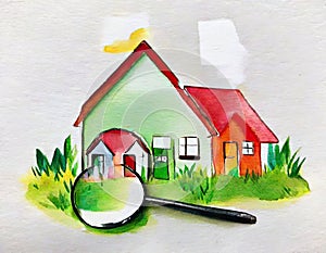 Watercolor of house realestate